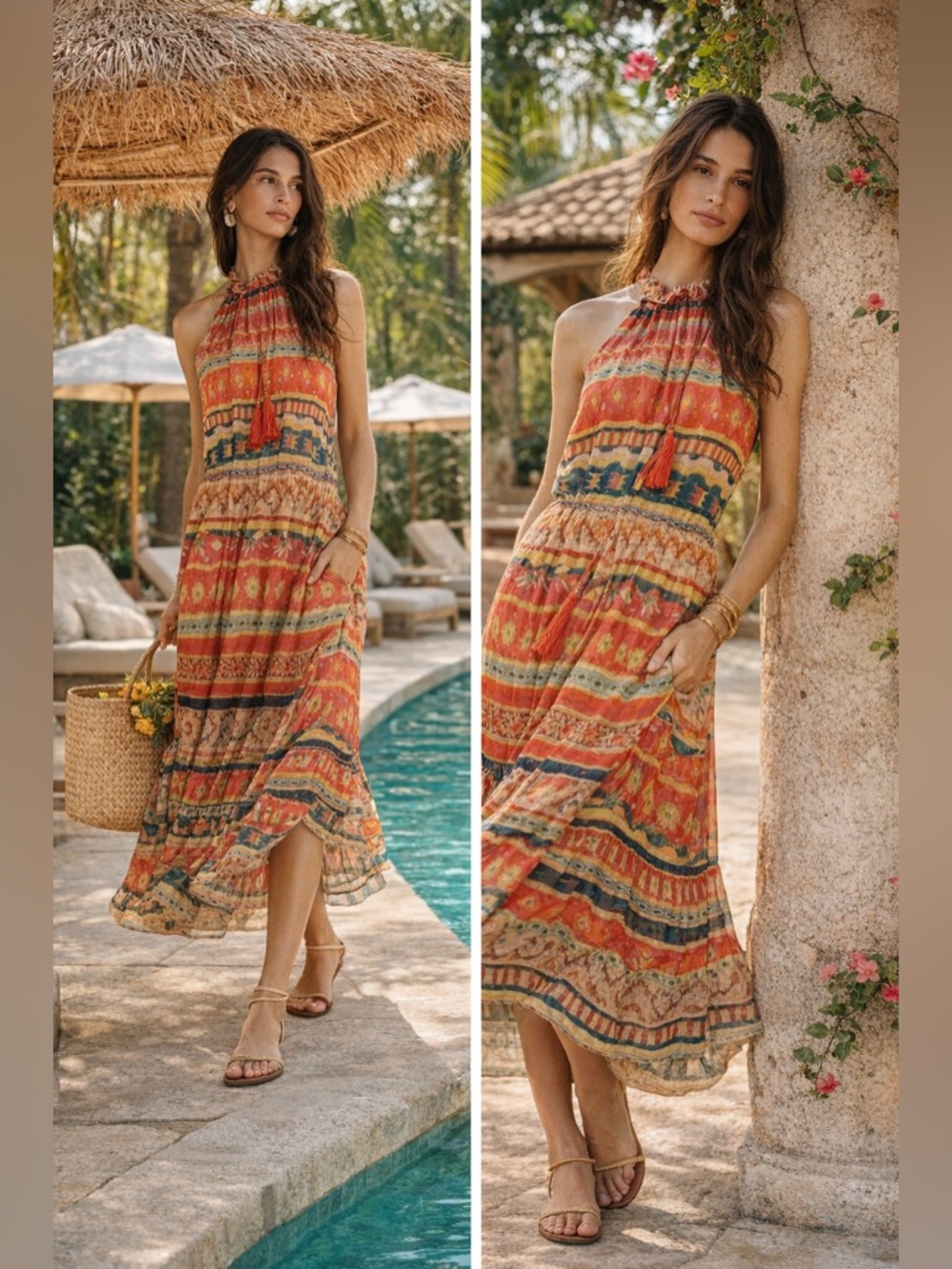 NWT Chufy Memories of Peru Mancora Viscose Lurex Chiffon Maxi Dress Size XS